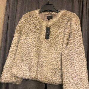 Leopard Print Faux Fur Crop Jacket